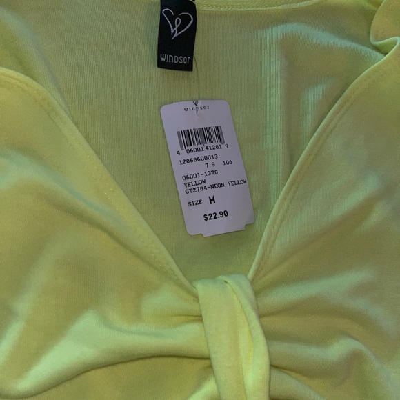 **Never worn** Windsor neon yellow crop top with front tie detail - Picture 3 of 3